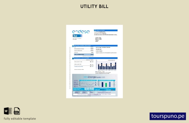 lista para imprimir plantilla de factura de servicios públicos de Endesa luz Esp